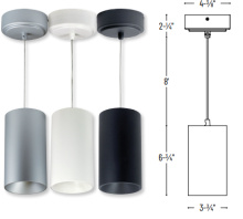 Nora NYLM-3C30XWWLE4 - 3" iLENE Cable Mount Mini Cylinder, 1500lm, 30W, 3000K, White, 120V Triac/ELV/0-10V & 277V 0-10V