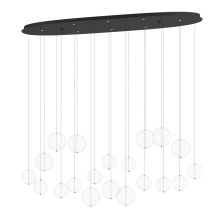 Eglo 390344A - 8 LT LED Oval Linear Pendant w/ Black Finish & 20 Clear Glass Shades