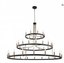 Justice Design Group NSH-8049-MBBR - Clayton 60â€ 3-Tier 45-Light Chandelier