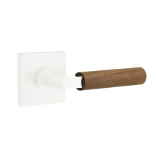 Emtek 5210MW.LSMW.WNWD.LH - Select Privacy, Square Rosette Matte White, L-Square Stem Matte White, Dark Walnut Handle, LH
