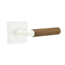 Emtek 5210MW.RAMW.WNWD.LH - Select Privacy, Square Rosette Matte White, R-Bar Stem Matte White, Dark Walnut Handle, LH