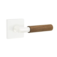 Emtek 5210MW.TAMW.WNWD.LH - Select Privacy, Square Rosette Matte White, T-Bar Stem Matte White, Dark Walnut Handle, LH