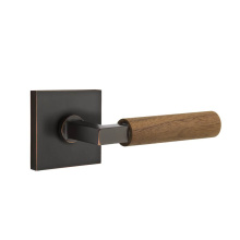 Emtek 5210US10B.LSUS10B.WNWD.LH - Select Privacy, Square Rosette US10B, L-Square Stem US10B, Dark Walnut Handle, LH