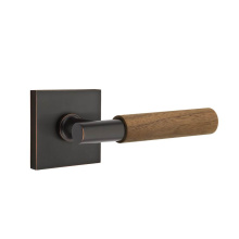 Emtek 5210US10B.TAUS10B.WNWD.RH - Select Privacy, Square Rosette US10B, T-Bar Stem US10B, Dark Walnut Handle, RH