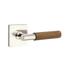 Emtek 5110US14.TAUS14.WNWD.RH - Select Passage, Square Rosette US14, T-Bar Stem US14, Dark Walnut Handle, RH