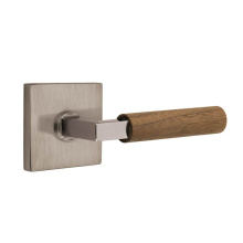 Emtek 5110US15A.LSUS15A.WNWD.RH - Select Passage, Square Rosette US15A, L-Square Stem US15A, Dark Walnut Handle, RH