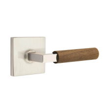 Emtek 5110US15.LSUS15.WNWD.RH - Select Passage, Square Rosette US15, L-Square Stem US15, Dark Walnut Handle, RH