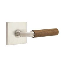 Emtek 5110US15.RAUS15.WNWD.RH - Select Passage, Square Rosette US15, R-Bar Stem US15, Dark Walnut Handle, RH