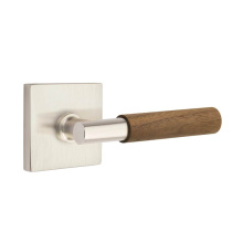 Emtek 5110US15.TAUS15.WNWD.RH - Select Passage, Square Rosette US15, T-Bar Stem US15, Dark Walnut Handle, RH