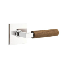 Emtek 5110US26.LSUS26.WNWD.RH - Select Passage, Square Rosette US26, L-Square Stem US26, Dark Walnut Handle, RH
