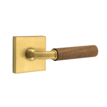 Emtek 5210US7.RAUS7.WNWD.RH - Select Privacy, Square Rosette US7, R-Bar Stem US7, Dark Walnut Handle, RH
