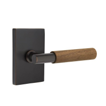 Emtek 5112US10B.TAUS10B.WNWD.LH - Select Passage, Modern Rectangular Rosette US10B, T-Bar Stem US10B, Dark Walnut Handle, LH
