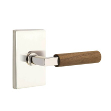 Emtek 5112US14.LSUS14.WNWD.RH - Select Passage, Modern Rectangular Rosette US14, L-Square Stem US14, Dark Walnut Handle, RH