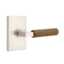 Emtek 5112US15.LSUS15.WNWD.LH - Select Passage, Modern Rectangular Rosette US15, L-Square Stem US15, Dark Walnut Handle, LH