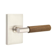 Emtek 5052US15.TAUS15.WNWD - Select Dummy, Modern Rectangular Rosette US15, T-Bar Stem US15, Dark Walnut Handle