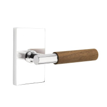 Emtek 5212US26.TAUS26.WNWD.LH - Select Privacy, Modern Rectangular Rosette US26, T-Bar Stem US26, Dark Walnut Handle, LH