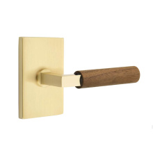 Emtek 5212US4.LSUS4.WNWD.RH - Select Privacy, Modern Rectangular Rosette US4, L-Square Stem US4, Dark Walnut Handle, RH