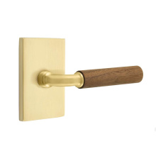 Emtek 5212US4.RAUS4.WNWD.RH - Select Privacy, Modern Rectangular Rosette US4, R-Bar Stem US4, Dark Walnut Handle, RH