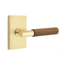 Emtek 5212US4.TAUS4.WNWD.LH - Select Privacy, Modern Rectangular Rosette US4, T-Bar Stem US4, Dark Walnut Handle, LH