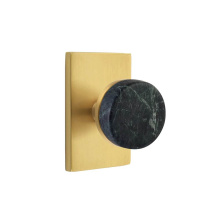 Emtek 5212US7.CCUS7.MRKGN - Select Privacy, Modern Rectangular Rosette US7, Conical Stem US7, Green Marble Knob