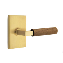 Emtek 5212US7.LSUS7.WNWD.LH - Select Privacy, Modern Rectangular Rosette US7, L-Square Stem US7, Dark Walnut Handle, LH