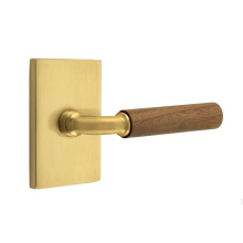 Emtek 5212US7.RAUS7.WNWD.RH - Select Privacy, Modern Rectangular Rosette US7, R-Bar Stem US7, Dark Walnut Handle, RH