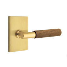 Emtek 5212US7.TAUS7.WNWD.LH - Select Privacy, Modern Rectangular Rosette US7, T-Bar Stem US7, Dark Walnut Handle, LH