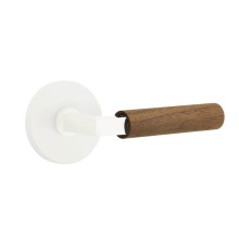 Emtek 5059MW.LSMW.WNWD - Select Dummy, Disk Rosette Matte White, L-Square Stem Matte White, Dark Walnut Handle