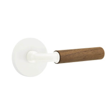 Emtek 5059MW.RAMW.WNWD - Select Dummy, Disk Rosette Matte White, R-Bar Stem Matte White, Dark Walnut Handle