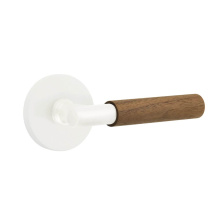 Emtek 5209MW.TAMW.WNWD.RH - Select Privacy, Disk Rosette Matte White, T-Bar Stem Matte White, Dark Walnut Handle, RH