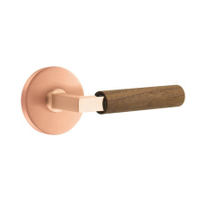 Emtek 5209SRG.LSSRG.WNWD.LH - Select Privacy, Disk Rosette Satin Rose Gold, L-Square Stem Satin Rose Gold, Dark Walnut Handle, L