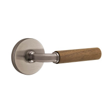 Emtek 5209US15A.RAUS15A.WNWD.LH - Select Privacy, Disk Rosette US15A, R-Bar Stem US15A, Dark Walnut Handle, LH