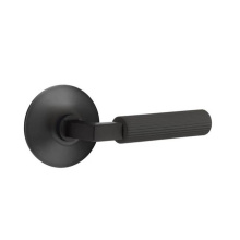 Emtek 5207US19.LSUS19.SKUS19.RH - Select Privacy, Modern Rosette US19, L-Square Stem US19, Straight Knurled Handle US19 RH