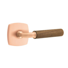 Emtek C5326SRG.RASRG.WNWD - Concealed Fastener, Select Privacy, Urban Modern Rosette Satin Rose Gold, R-Bar Stem Satin Rose Go