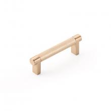 Emtek 84056.RECSCU.KNUS10B - Select Cabinet Pull 8 in C-C, Rectangular Stem Satin Copper, Knurled Bar US10B
