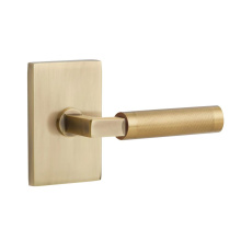 Emtek 5212US7.LSUS7.KNUS7.LH - Select Privacy, Modern Rectangular Rosette US7, L-Square Stem US7, Knurled Handle US7 LH