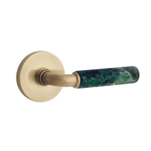 Emtek 5059US7.RAUS7.MRGN - Select Dummy, Disk Rosette US7, R-Bar Stem US7, Green Marble Handle