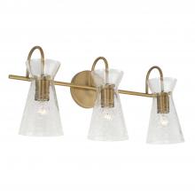 Capital 142431AD - Mila 3 Light Vanity - Crackle Glass - Aged Brass