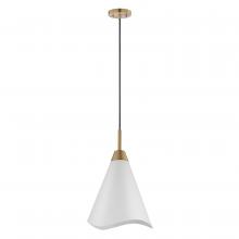 Nuvo 60/7474 - Tango Single Light Medium Pendant - Matte White with Burnished Brass