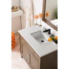 James Martin Furniture 305-V36-WWW-3EJP - Chicago 36'' Single Vanity Whitewashed Walnut, w/ 3 CM Eternal Jasmine Pearl Quartz Top