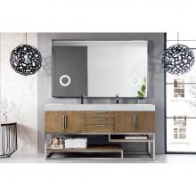 James Martin Furniture 388-V72D-LTO-BN-MW - Columbia 72'' Double Vanity, Latte Oak w/ Matte White Solid Surface Top