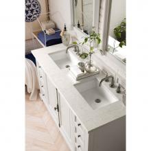 James Martin Furniture 238-105-V60D-BW-3EJP - Providence 60'' Double Vanity Cabinet, Bright White, w/ 3 CM Eternal Jasmine Pearl Quart