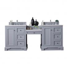 James Martin Furniture 825-V82-SL-DU-CAR - De Soto 82'' Double Vanity Set, Silver Gray w/ Makeup Table, 3 CM Carrara Marble Top