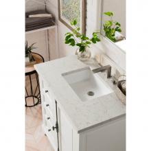 James Martin Furniture 238-105-V36-BW-3EJP - Providence 36'' Single Vanity Cabinet, Bright White, w/ 3 CM Eternal Jasmine Pearl Quart