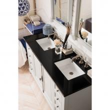 James Martin Furniture 238-105-V60D-CWH-3IBK - Providence 60'' Double Vanity Cabinet, Cottage White, w/ 3 CM Iconic Black Quartz Top