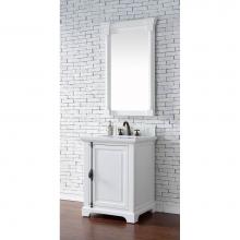James Martin Furniture 238-105-V26-BW-3CLW - Providence 26'' Single Vanity Cabinet, Bright White, w/ 3 CM Classic White Quartz Top