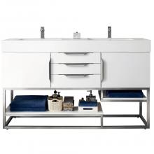 James Martin Furniture 388-V59D-GW-BN - Columbia 59'' Double Vanity, Glossy White