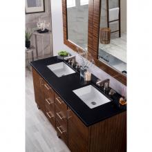 James Martin Furniture 850-V60D-AWT-3IBK - Metropolitan 60'' Double Vanity, American Walnut, w/ 3 CM Iconic Black Quartz Top