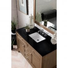James Martin Furniture 305-V48-WWW-3IBK - Chicago 48'' Single Vanity, Whitewashed Walnut, with  3 CM Iconic Black Quartz Top w/ Si