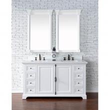James Martin Furniture 238-105-V60D-BW-3CLW - Providence 60'' Double Vanity Cabinet, Bright White, w/ 3 CM Classic White Quartz Top
